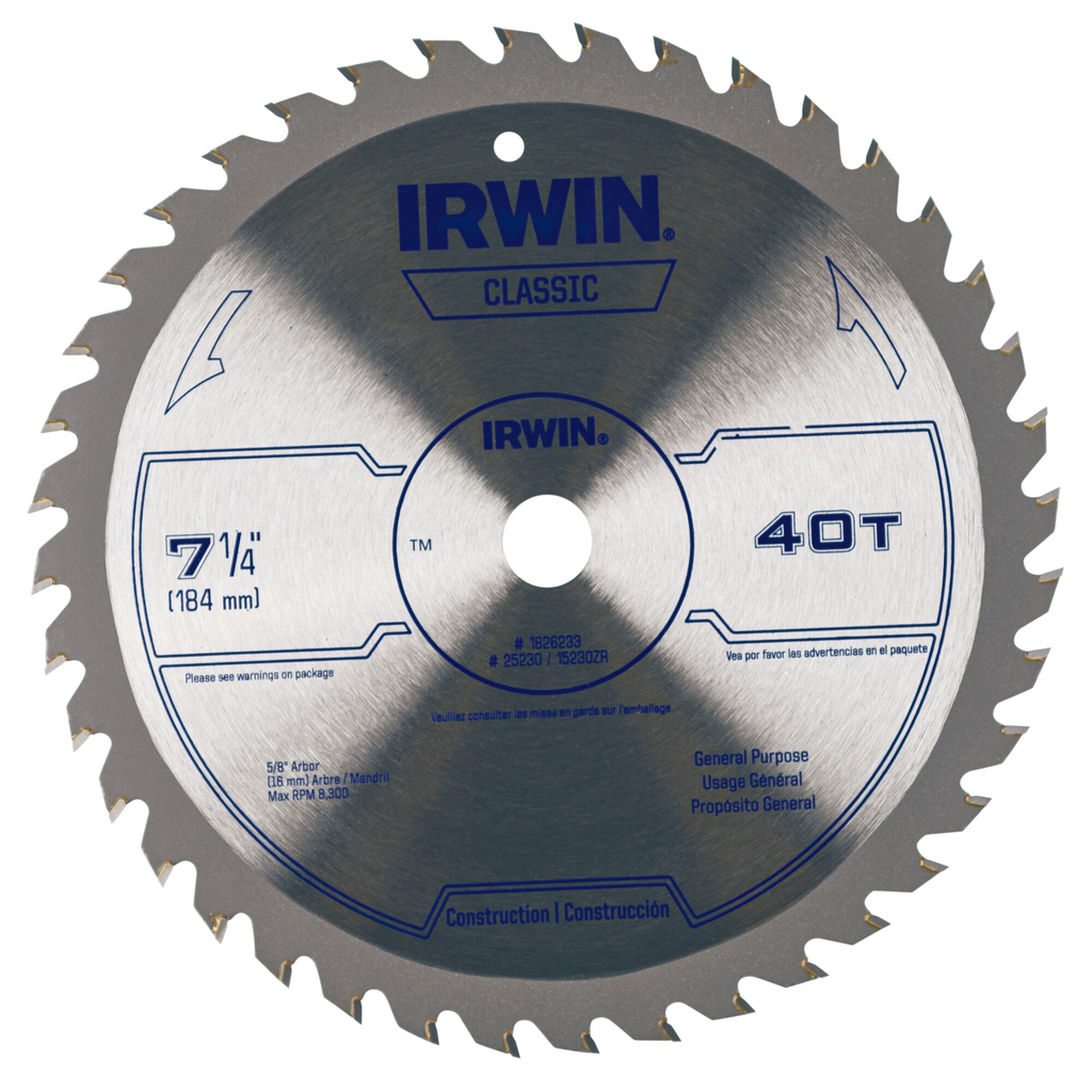 IRWIN SAW BLD 7-1/4" 40T CD