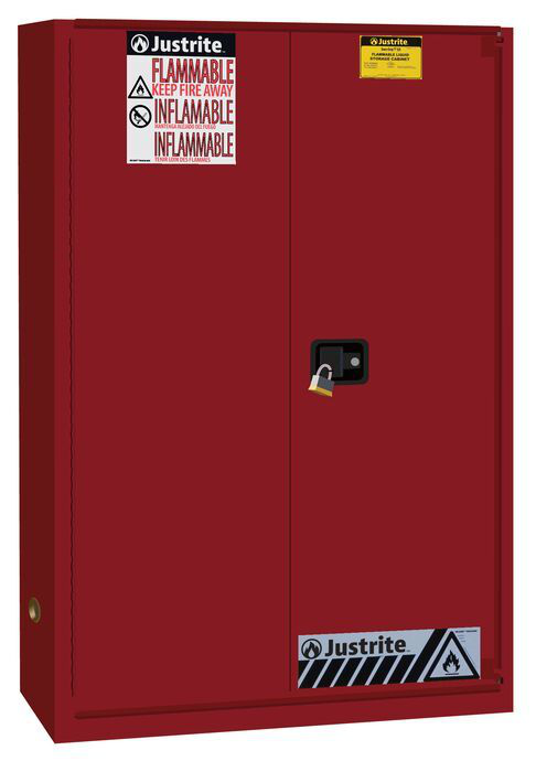 45 Gallon, 2 Shelves, 1 Bi-Fold Self Close Door, Flammable Cabinet, Sure-Grip® EX, Red - 894581