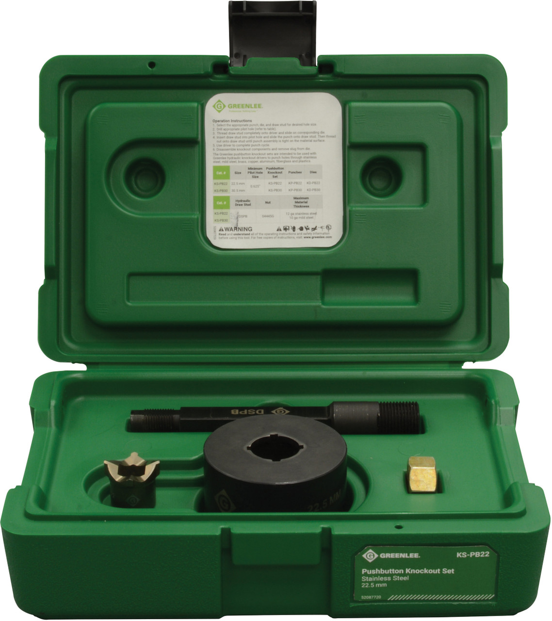 GREENLEE Pushbutton (Oiltight) Knockout Set - 22.5mm