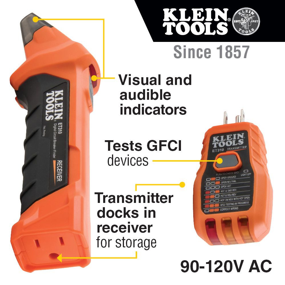 Klein Digital Circuit Breaker Finder with GFCI Outlet Tester