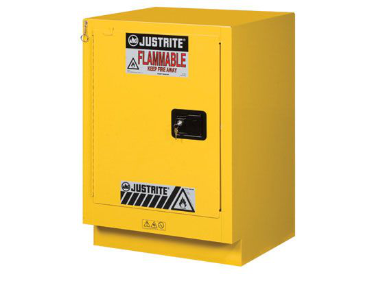 15 Gallon, 1 Shelf, 1 Door, Self Close, Left Hinge, Flammable Cabinet, Sure-Grip® EX Under Fume Hood, Yellow -