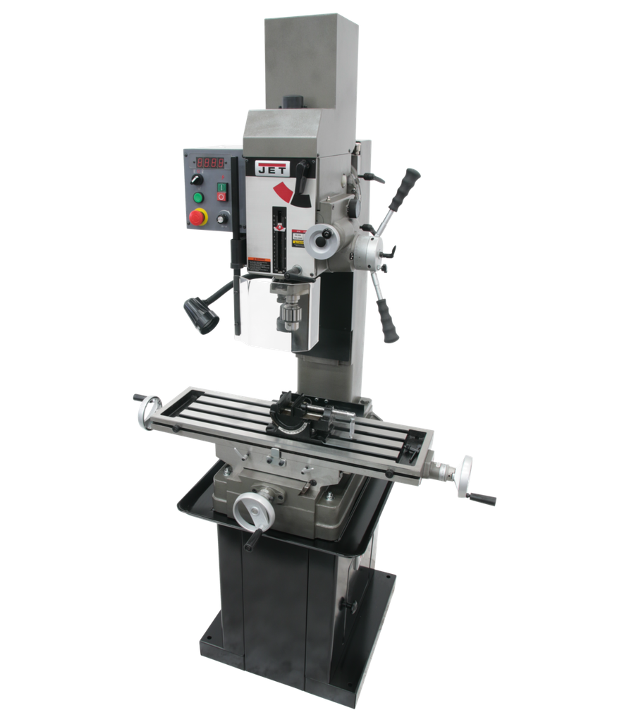 JMD-45VSPFT Variable Speed Geared Head Square Column Mill/Drill with Power Downfeed & Newall DP700 2-Axis DRO & X-Axis Powerfeed