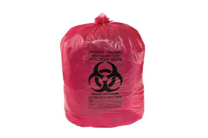 15 Gallon, Biohazard Waste Can Liner Bags, Pack of 100, Red - 05901