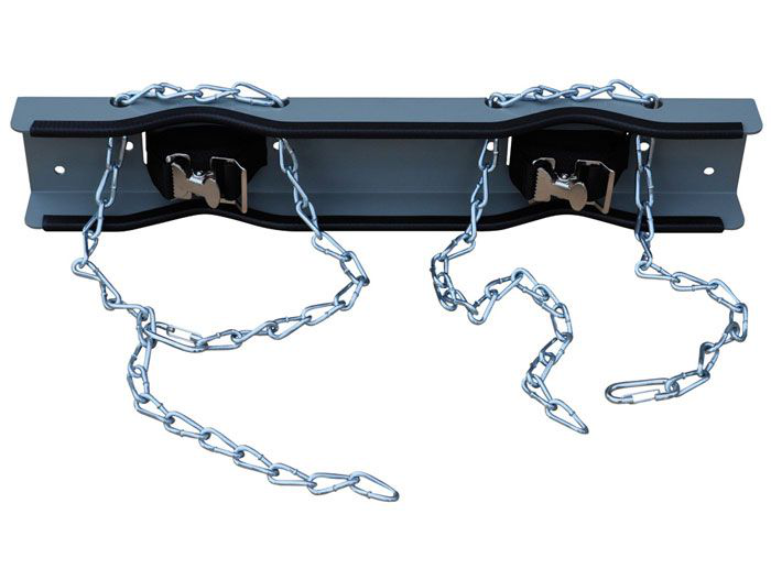 Steel Gas Cylinder Support Bracket With Chain, Two 12" Cylinder Capacity, Wall Mount - 35268