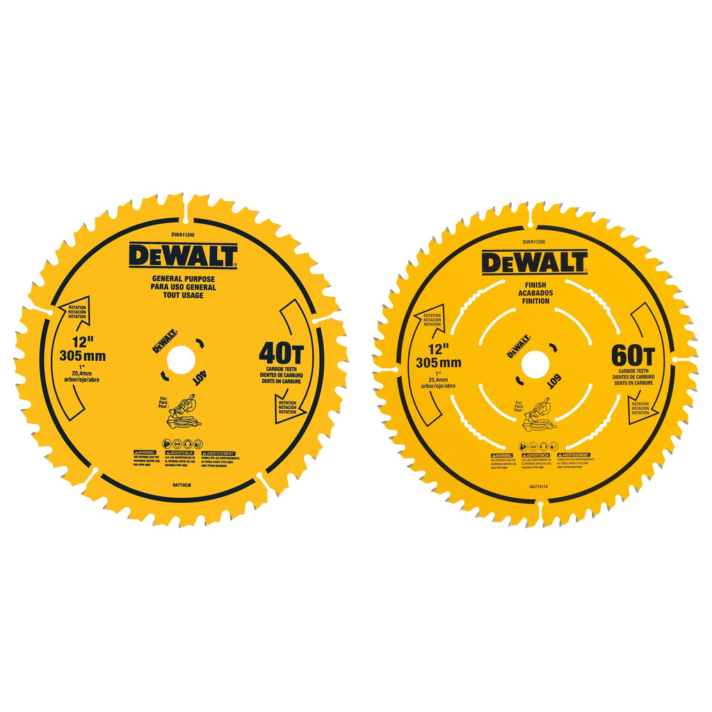 DW 2PK 12 IN 40T AND 60T SAW BLADES