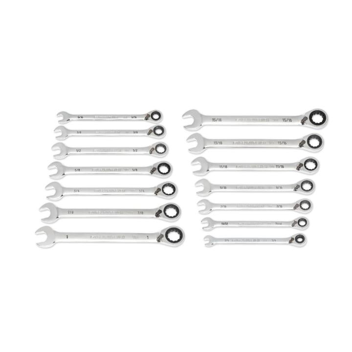 SET WR RAT COMB REV SAE 90T 14 PC 1/4-1"