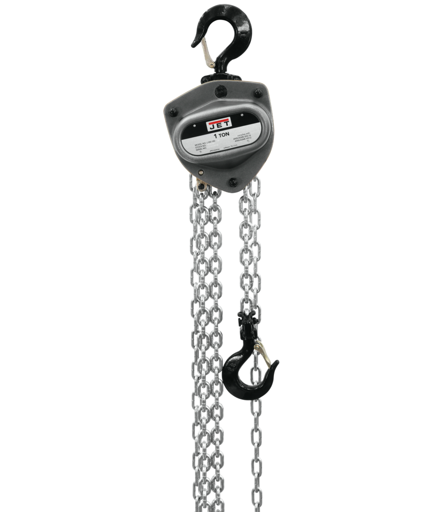 L-100-100WO-15, 1-Ton Hand Chain Hoist With 15' Lift & Overload Protection