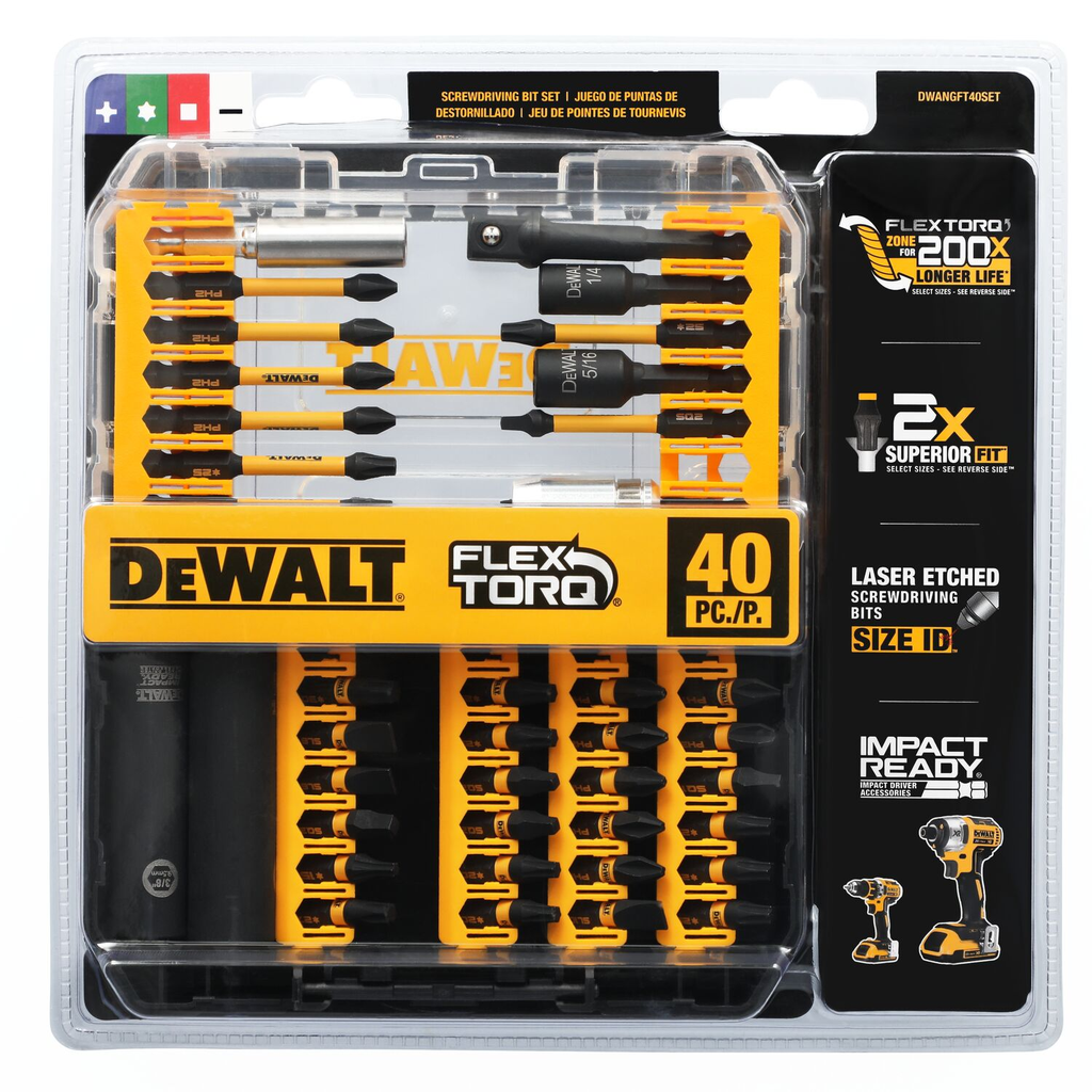 DW 40-PC FT DRIVE BIT SET W/ 2 SOC