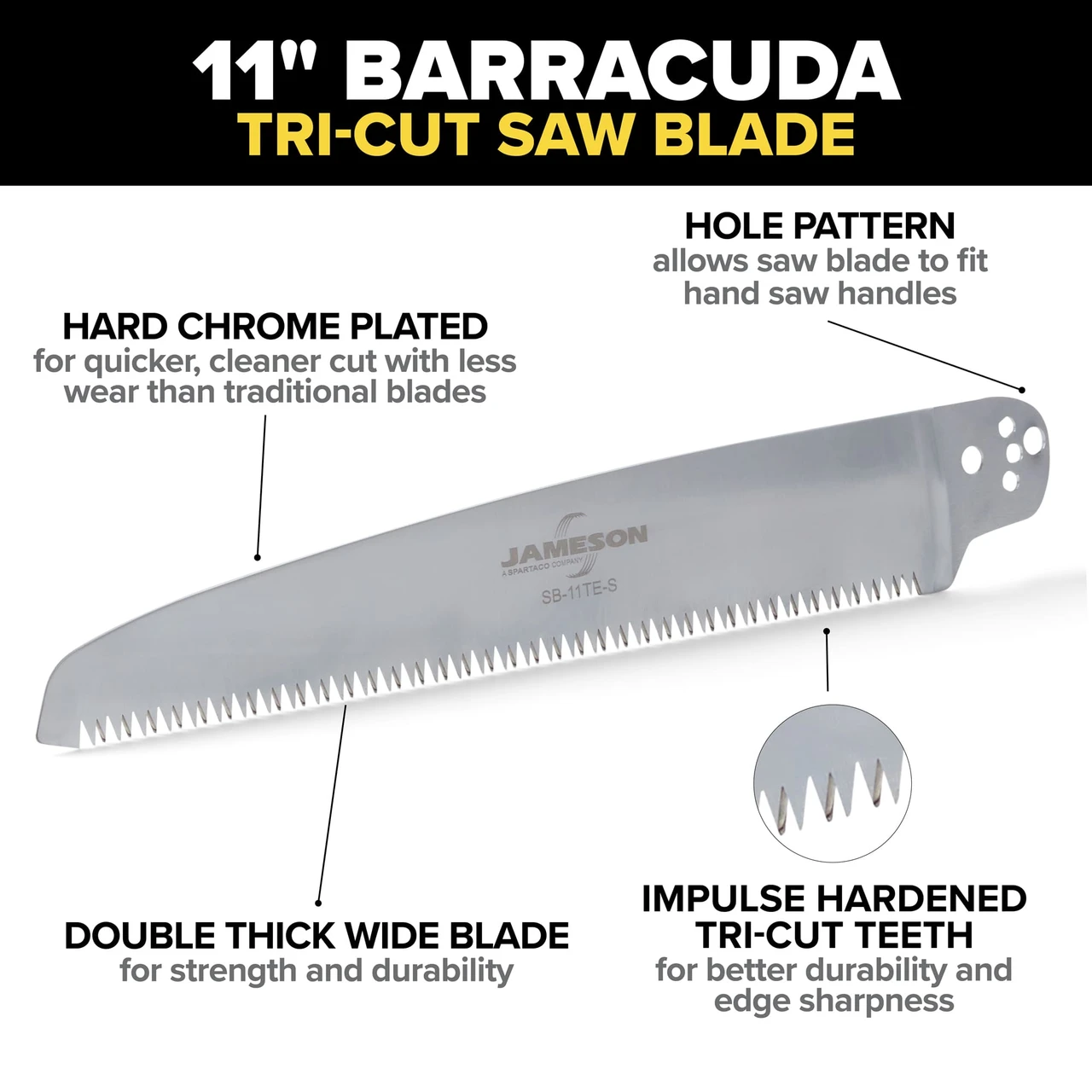 Jameson Straight Tri-Cut Saw Blade, 11"