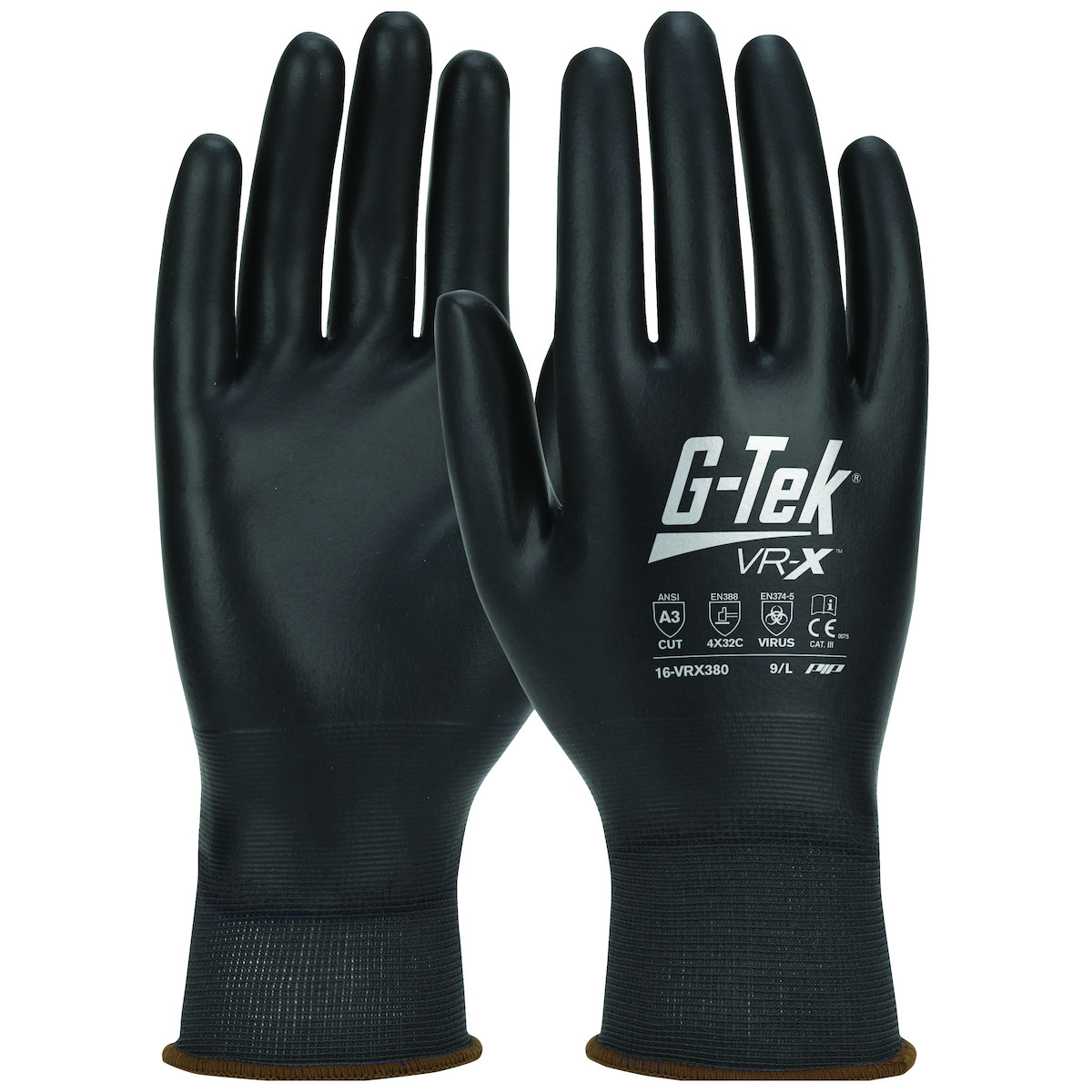 G-Tek® VR-X™ 16-VRX380 Lightweight Cut Resistant Gloves, Size XS, Black, ANSI A3