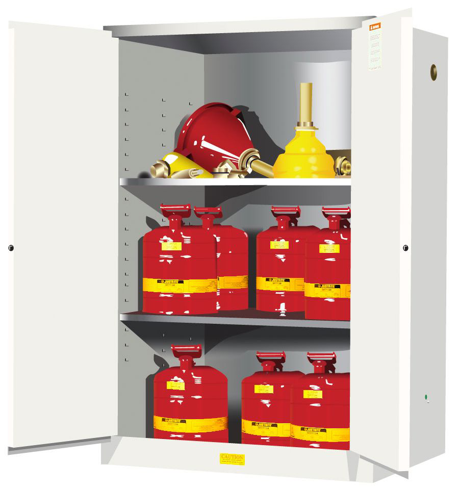 90 Gallon, 2 Shelves, 2 Doors, Manual Close, Flammable Cabinet, Sure-Grip® EX, White - 899005
