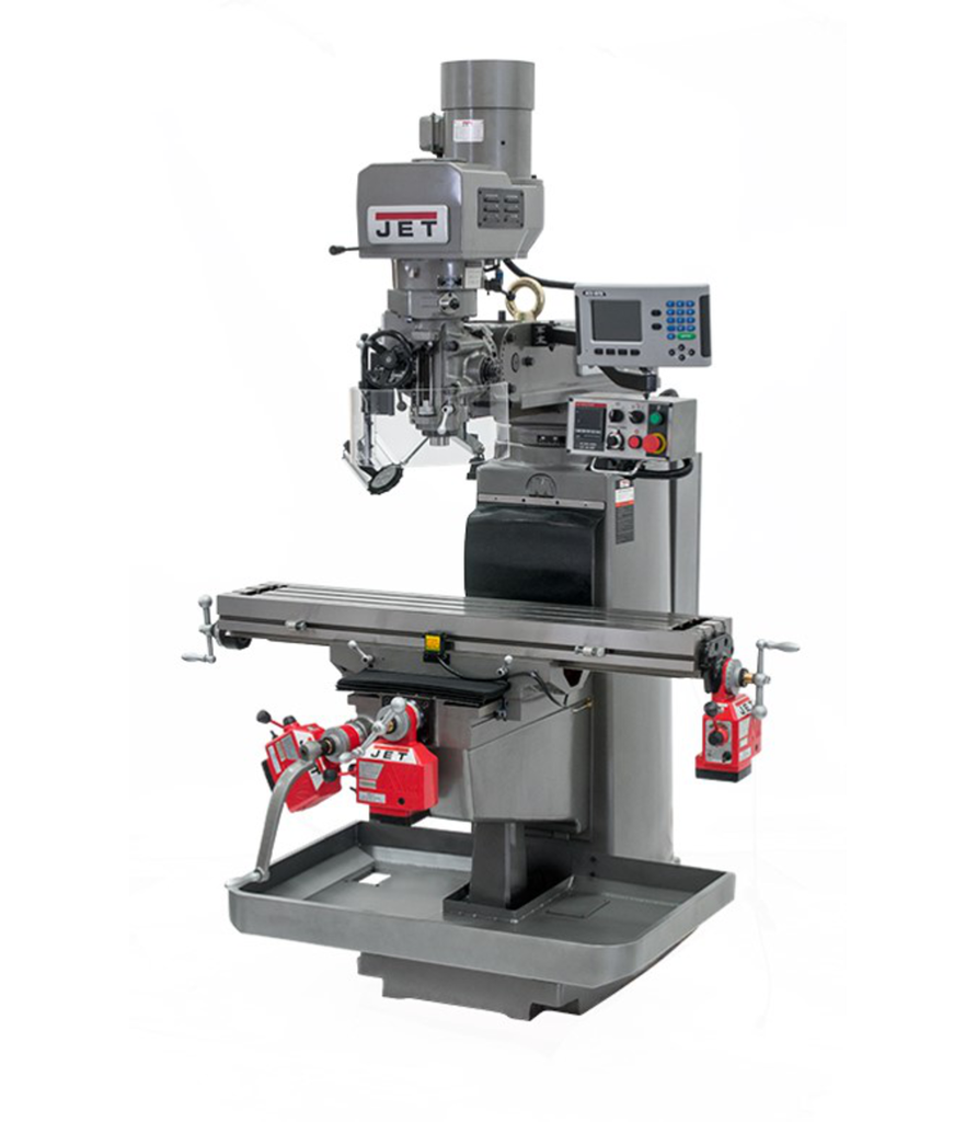 JTM-1050EVS2/230 Mill With 3-Axis Acu-Rite 303 DRO (Knee) With X, Y and Z-Axis Powerfeeds and Air Powered Draw Bar