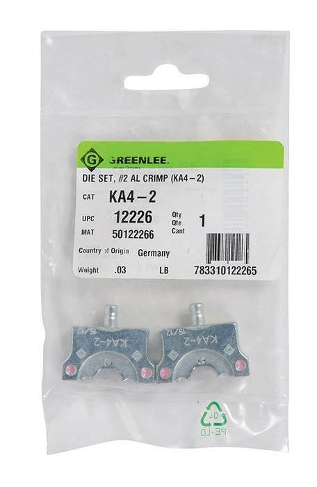 GREENLEE #2 Aluminum Crimping Die Set (KA4-2)