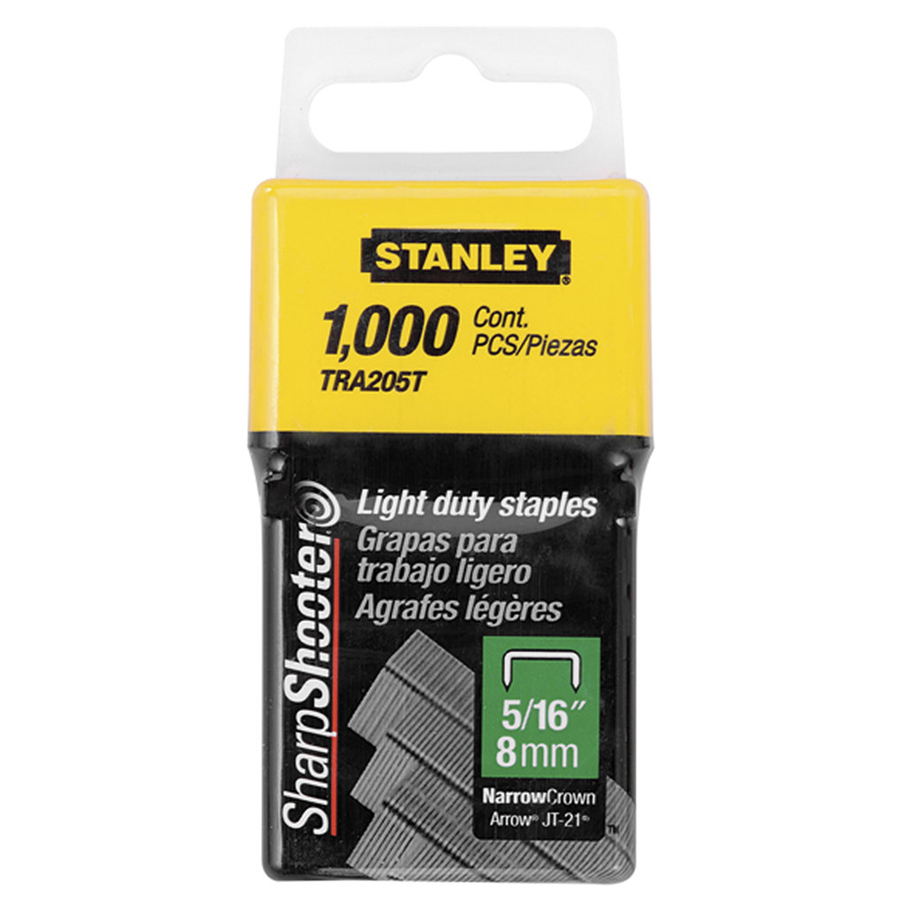 STANLEY LIGHT DUTY NARROW CROWN STAPLES 5/16" - 1,000 PACK