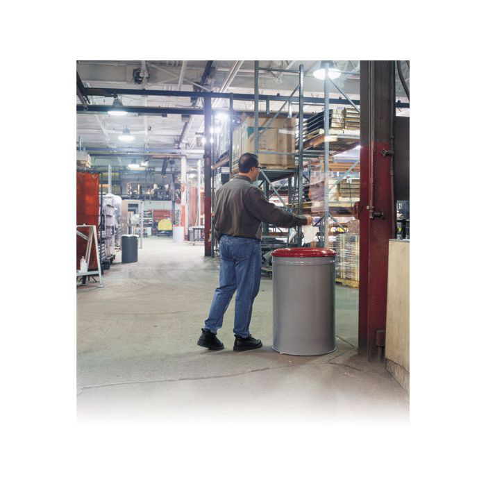 55 Gallon Steel Cease-Fire® Waste Receptacle, Safety Drum Can with Steel Head, Gray - 26455