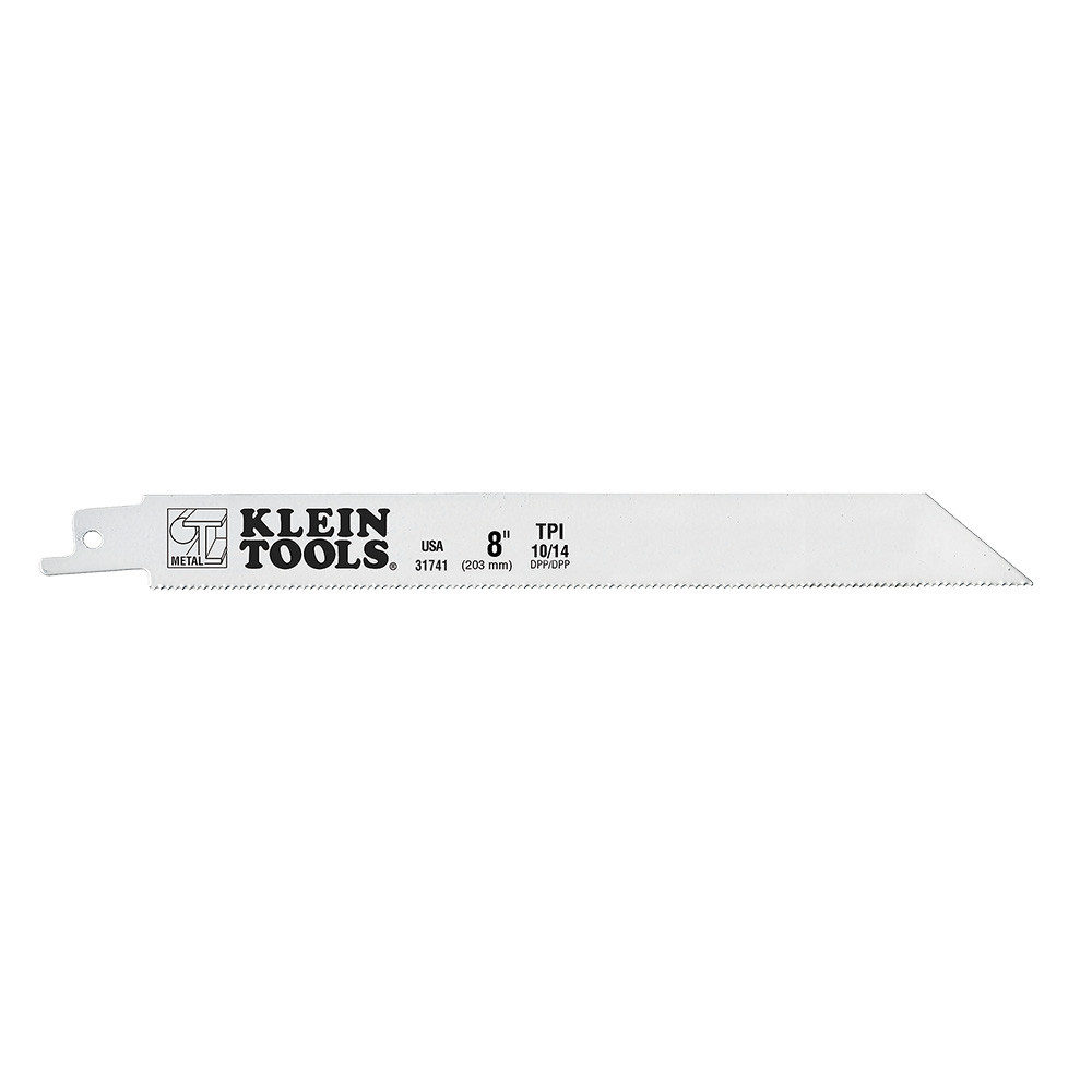 Klein 8" Reciprocating Saw Blades, 10/14 TPI, 5 Pk