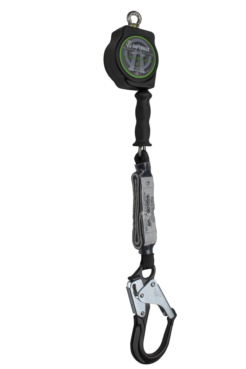 SafeWaze Latitude HD 10' Single Cable SRL: Carabiner, Alu Rebar Hook  (P/N SW-8008-10-ALU-RBH)