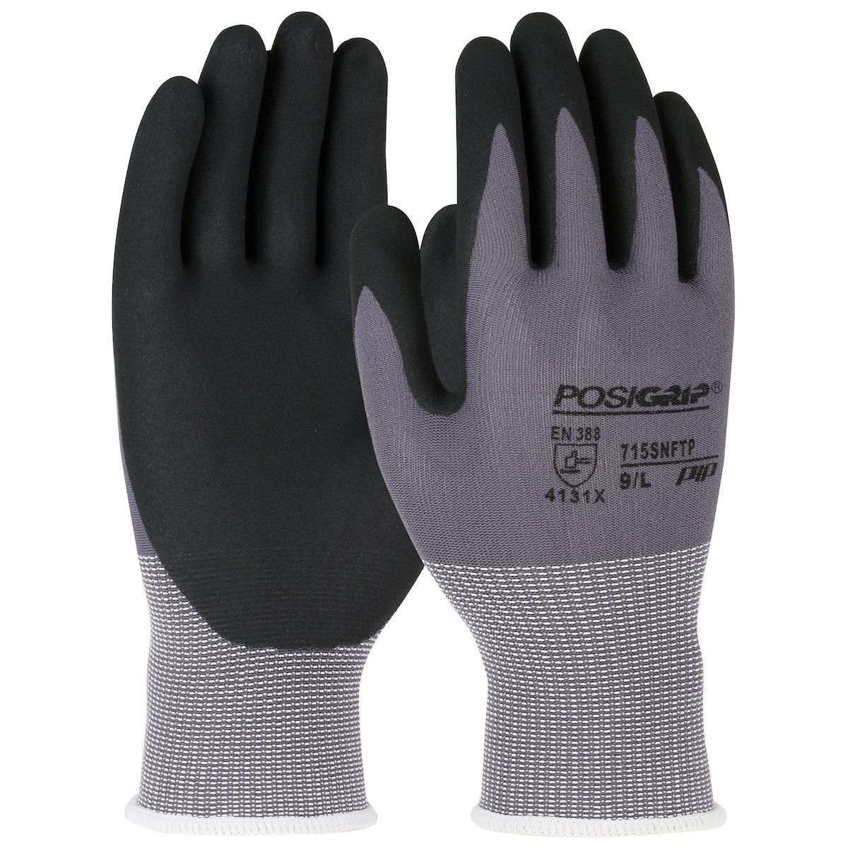 PosiGrip® 715SNFTP  SeamlessGlove Coated, Size XL, Gray