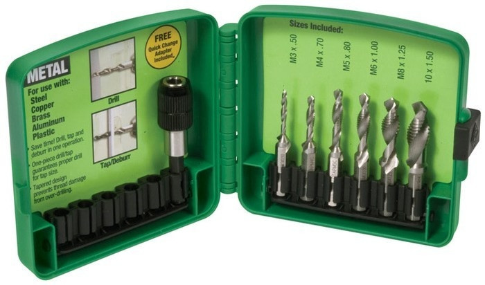 GREENLEE Metric, M3-M10 6-Piece Drill/Tap Set