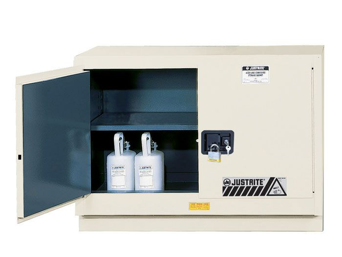31 Gallon, 1 Shelf, 2 Doors, Manual Close, Corrosives/Acids Safety Cabinet, ChemCor® Under Fume Hood, Light Neutral - 8849072