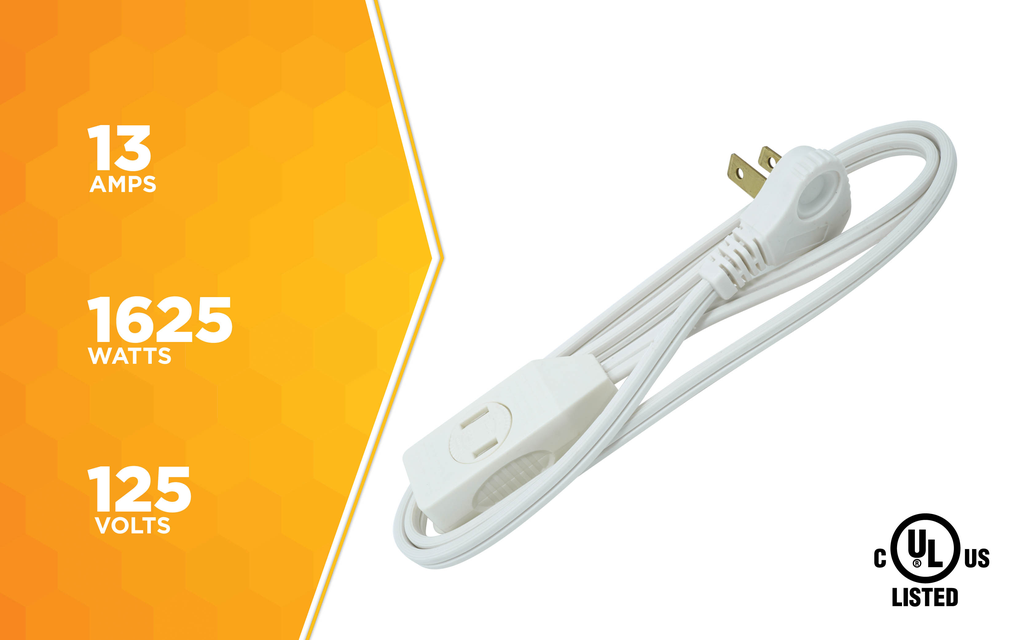 Woods CUBE TAP, 16/2 7' WHITE SLIMLINE 12/BX