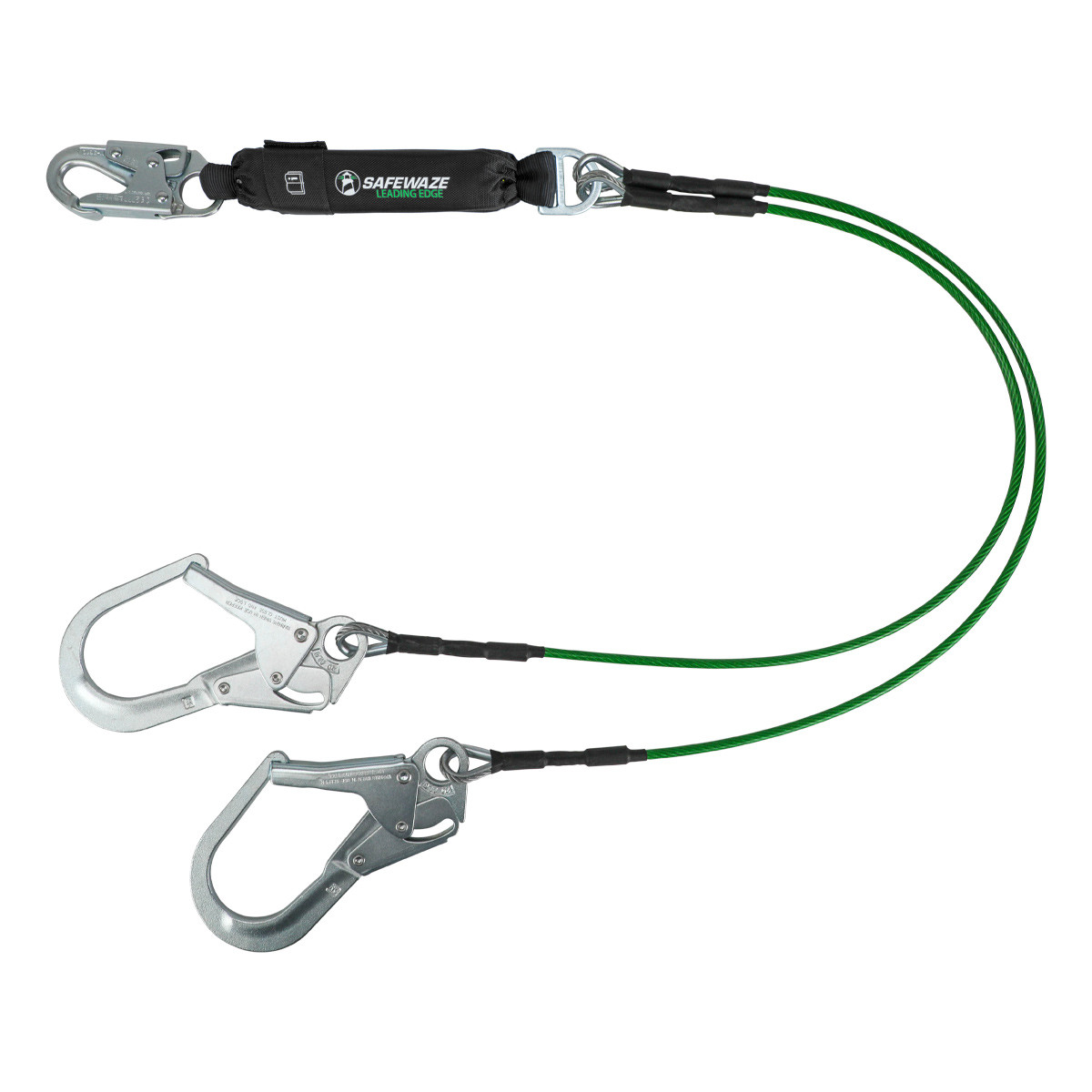 SafeWaze Leading Edge 6' Energy Absorbing Lanyard: Dual Leg, Rebar Hooks