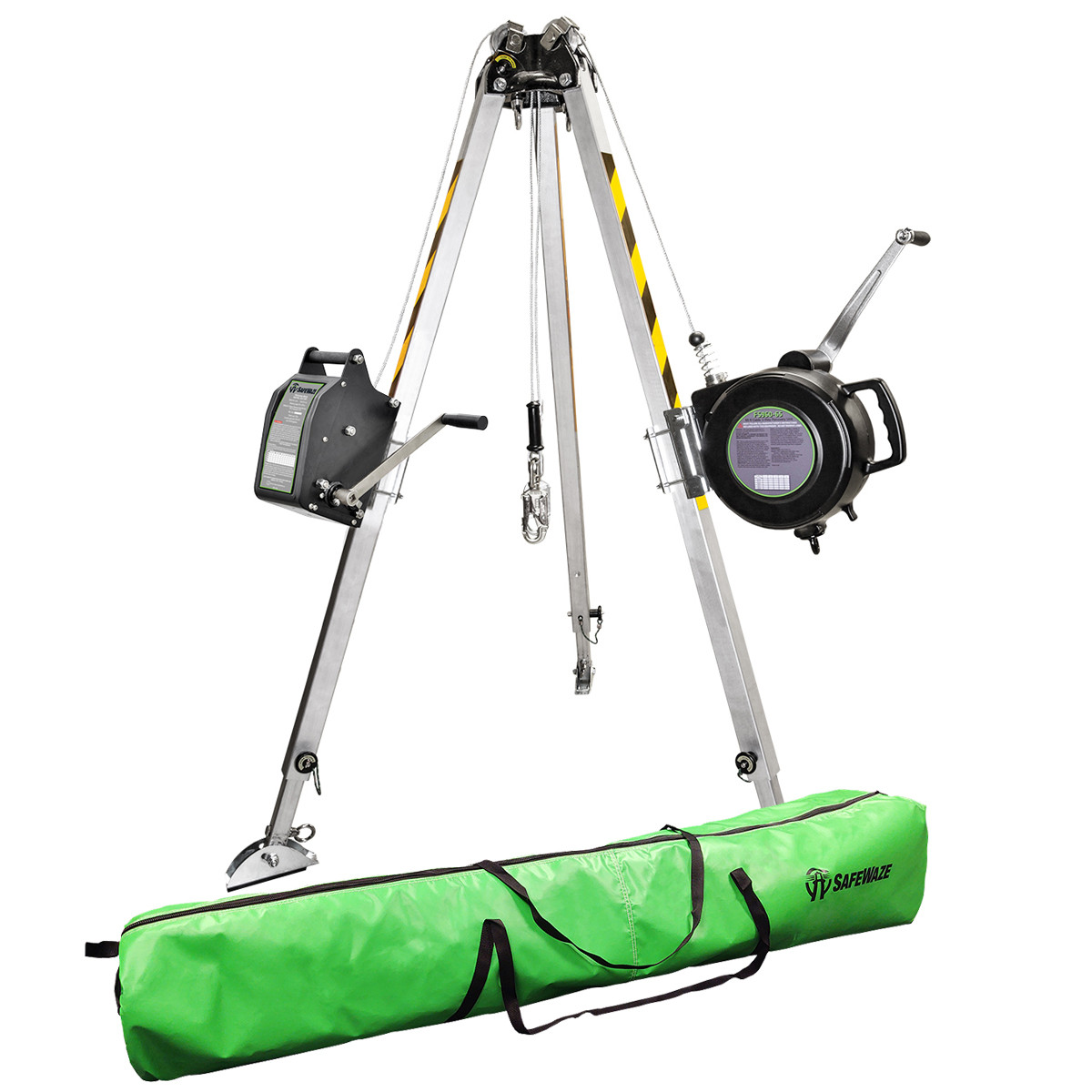 SafeWaze 7' Adjustable Tripod Kit, 65' Personnel Winch, 65' 3-Way, Storage Bag