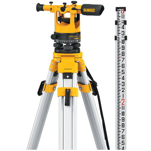DEWALT Transit Level With Tripod, Rod, And Carrying Case, 20X Magnification
