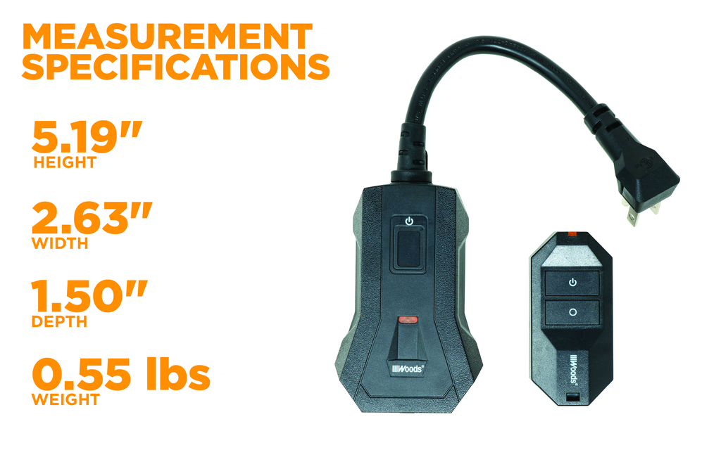 Woods OUTDOOR WIRELESS REMOTE CONTROL, 1 GROUNDED OUTLET 6/BX