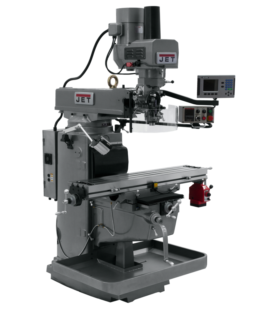 JTM-1050EVS2/230 Mill With 3-Axis Acu-Rite 203 DRO (Knee) With X-Axis Powerfeed and Air Powered Draw Bar