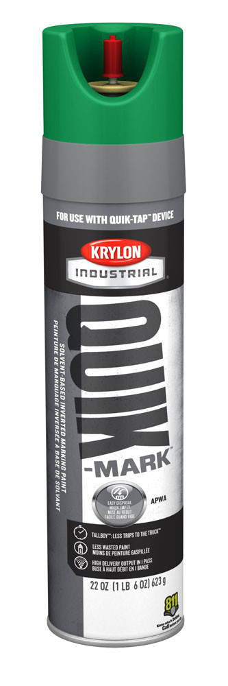 Krylon® Industrial Quik-Tap TallBoy SolventBased APWA Marking Paint APWA Green 22 oz. 12/CS