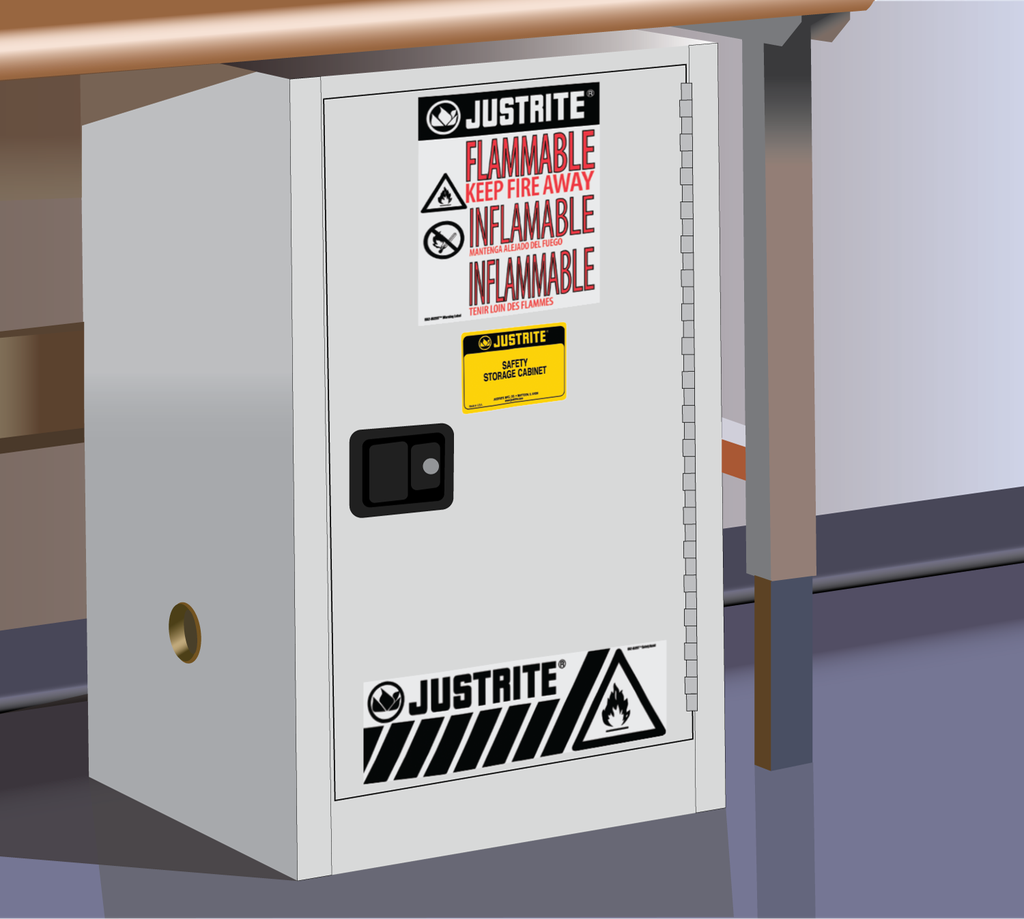 12 Gallon, 1 Shelf, 1 Door, Self Close, Flammable Cabinet, Sure-Grip® EX Compac, White - 891225