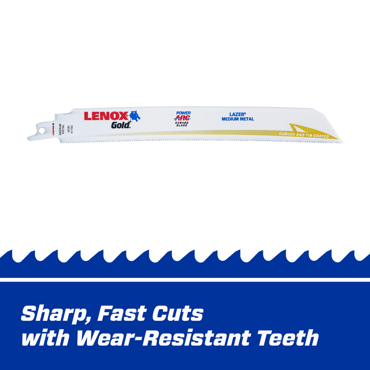 LENOX Gold Reciprocating Saw Blade, For Medium Metal Cutting, 9-Inch, 18 TPi, 25-Pack