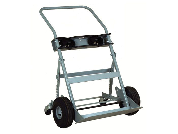 Double Cylinder Hand Truck, 10.5" Pneumatic Wheels, Rear Casters - 35032