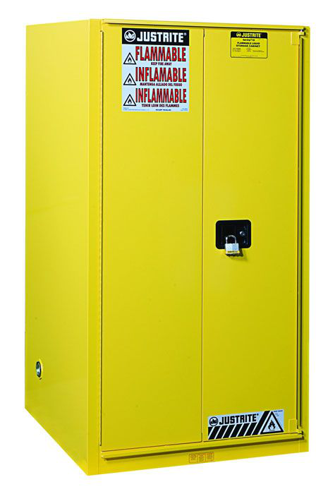 96 Gallon, 5 Shelves, 2 Doors, Self Close, Paint Safety Cabinet, Sure-Grip® EX, Yellow - 896030