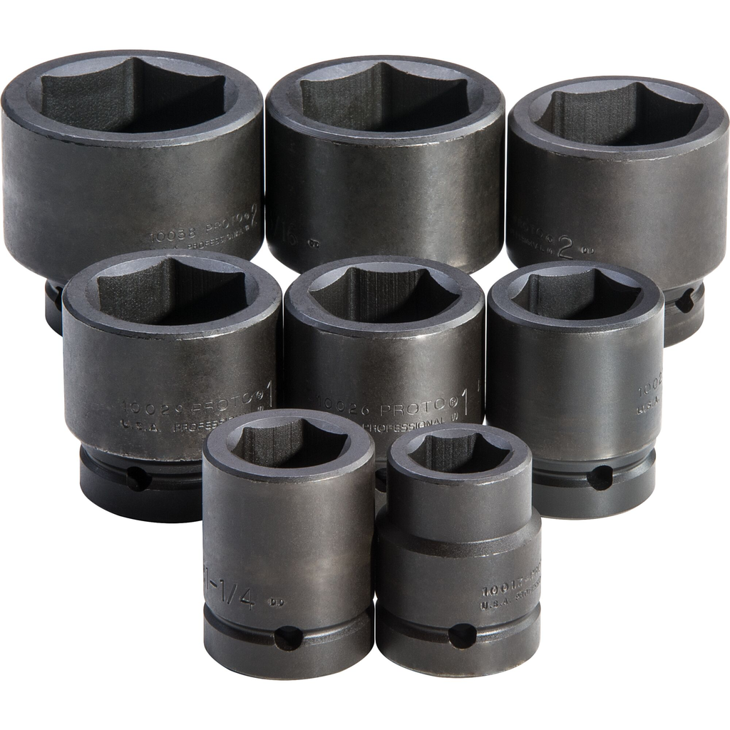 Proto® 1" Drive 8 Piece Impact Socket Set - 6 Point 1/ea 1