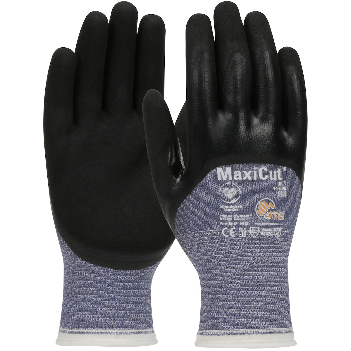 MaxiCut® Oil 44-505  Cut Resistant Gloves, Size 2XL, Blue, ANSI A3