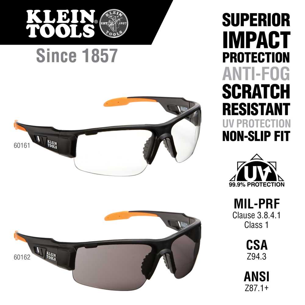 Klein PRO Safety Glasses, Wide Lens, 2-Pack
