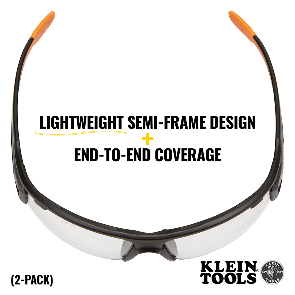 Klein PRO Safety Glasses, Wide Lens, 2-Pack