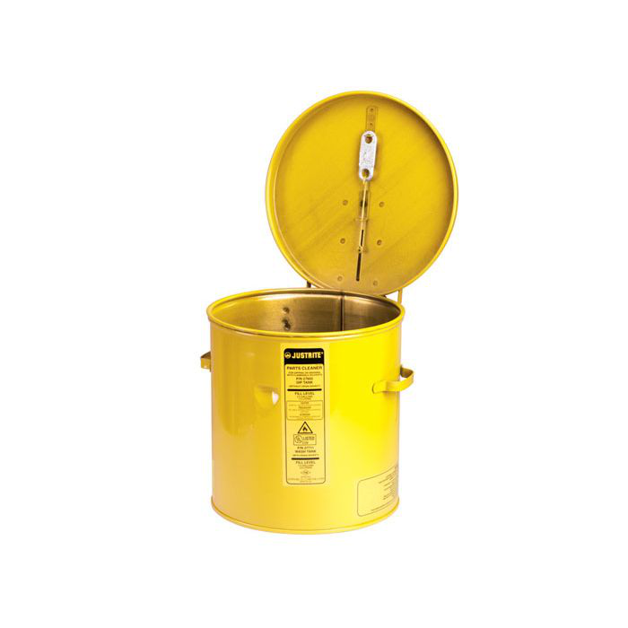 2 Gallon Dip Tank for Cleaning Parts, Manual Cover With Fusible Link, Steel, Yellow - 27612