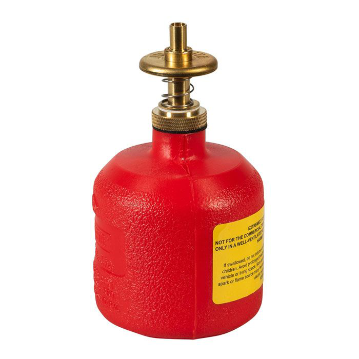 8 Ounce Plastic Dispensing Can, Brass Dispenser Valves, Red - 14004