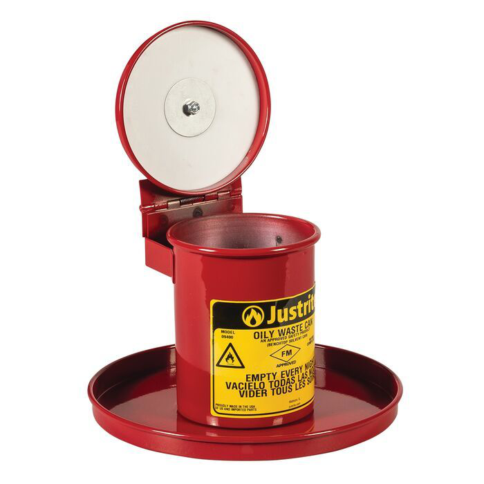 0.45 Gal Benchtop Solvent Safety Can for Long Cotton-tip Applicators, Self-Closing Lid, Red - 09400