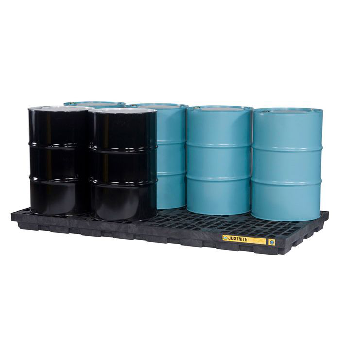 8 Drum Accumulation Center, 98 Gallon Spill Capacity, EcoPolyBlend™, No Drain, Black - 28661