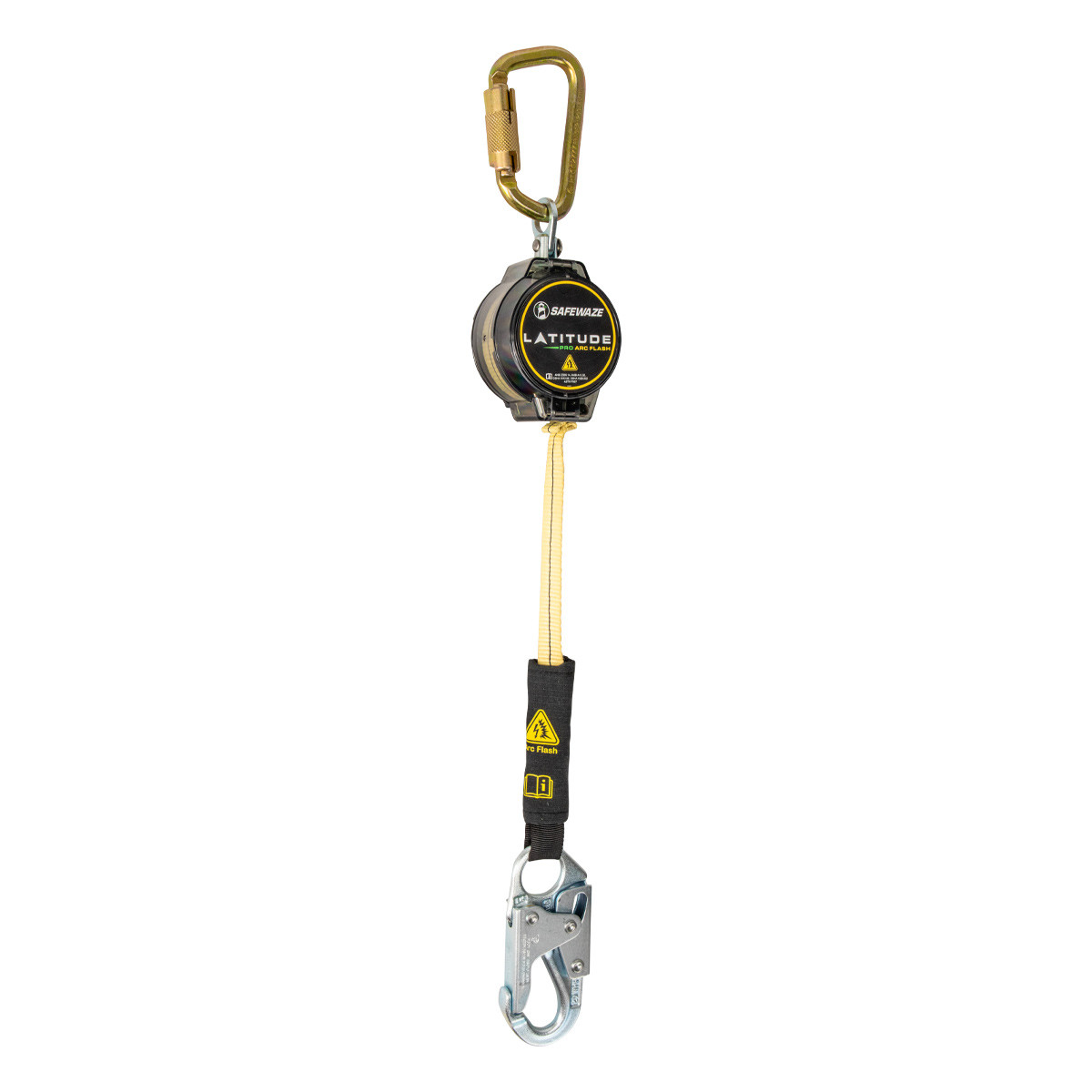 SafeWaze Latitude Pro Arc Flash 7' Single Web SRL: Steel Carabiner, Snap Hook