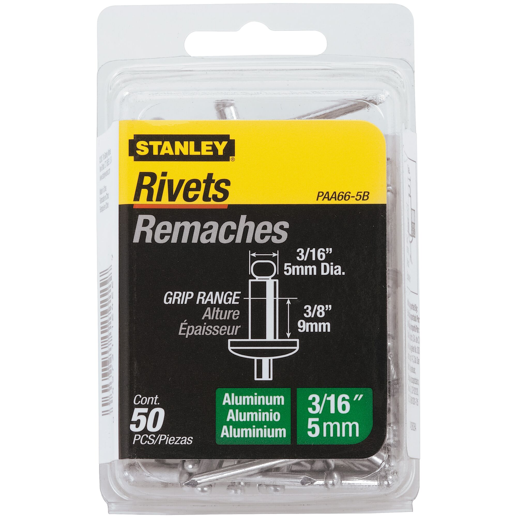 STANLEY ALUMINUM RIVETS 3/16" X 3/8" - 50 PACK