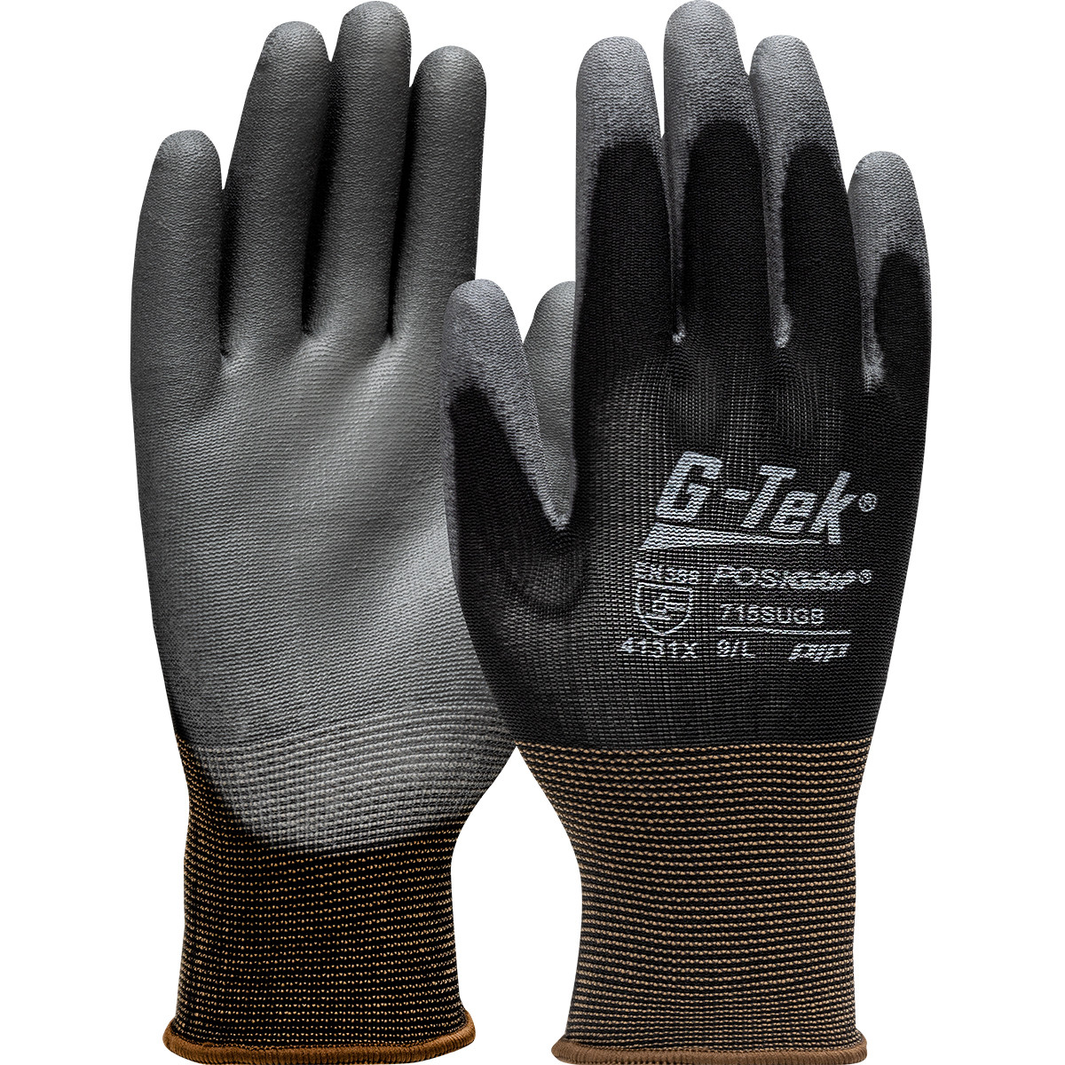 G-Tek® PosiGrip® 713SUGB  SeamlessGlove Coated, Size XL, Black