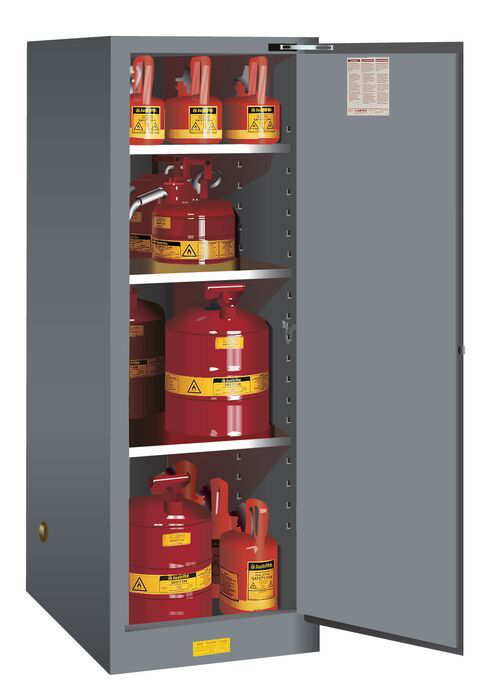 54 Gallon, 3 Shelves, 1 Door, Self Close, Flammable Cabinet, Sure-Grip® EX Deep Slimline, Gray - 895423