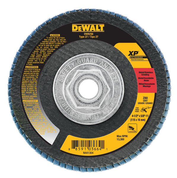 DEWALT 4-1/2-Inch By 5/8-Inch-11 80G Flap Disc