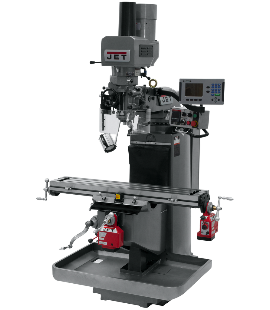 JTM-949EVS Mill With 3-Axis Acu-Rite 203 DRO (Quill) With X and Y-Axis Powerfeeds and Air Powered Draw Bar