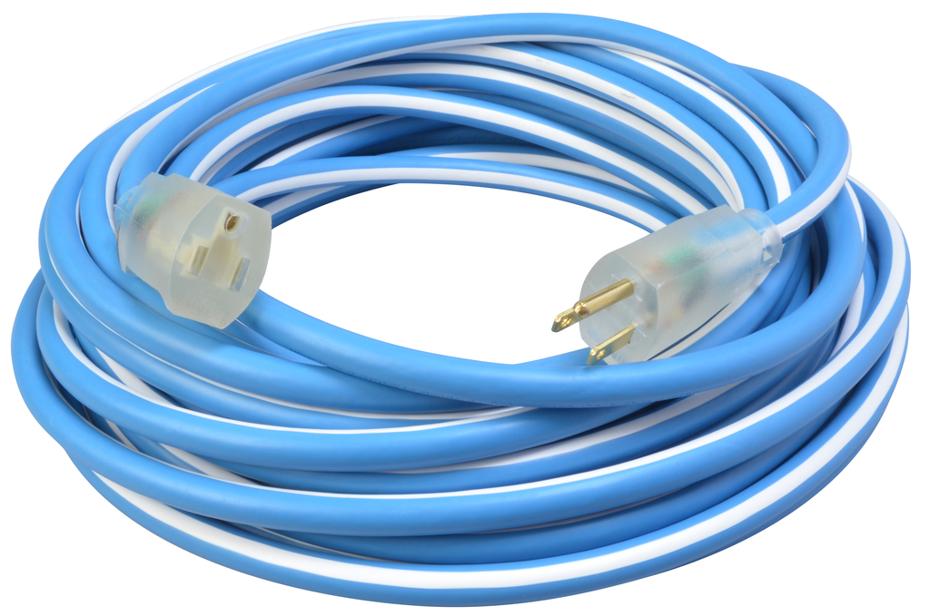 Southwire 50ft 12/3 SJEOW Polar/Solar Supreme®  Cold Weather Extension Cord (Blue with White Stripe) 6/BX